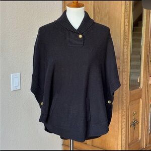 Ralph Lauren Knit Shawl Cape Poncho Size Medium Navy Blue